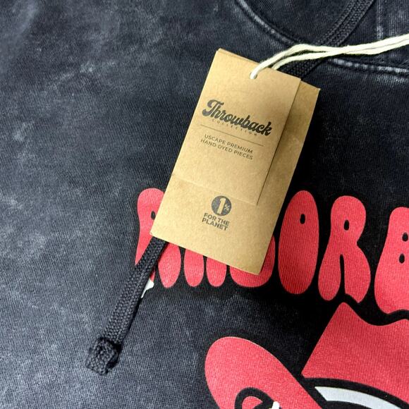 Arkansas Razorbacks NEW Cropped Hoodie Sweatshirt Black Stone‎ Wash Size Large - Picture 7 of 8